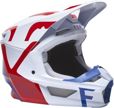 Мотошлем Fox V1 Skew Helmet (White/Red/Blue, S, 2022 (27999-574-S))