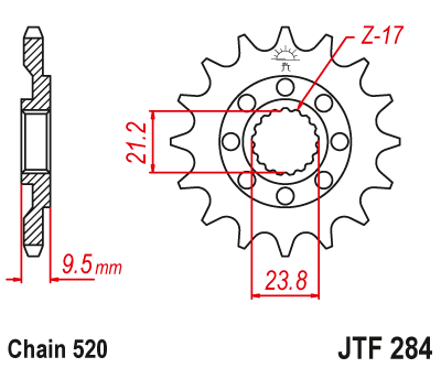 Звезда ведущая 15 зубов CR250R / CRF450R-X JT