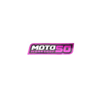 Наклейка 150x33мм Moto50 Workshop хром - Фиолетовый