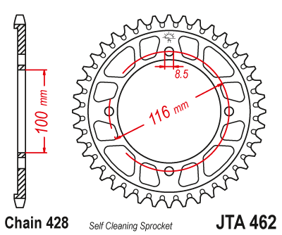 Звезда ведомая алюминиевая 49 зубов KX85 01-20 (428 цепь) JT