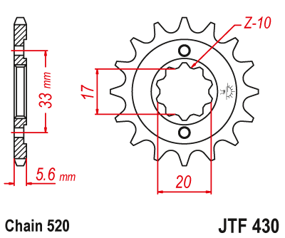 Звезда ведущая 14 зубов Kawasaki KX250F 04-05 / Suzuki RM-Z250 04-06 JT