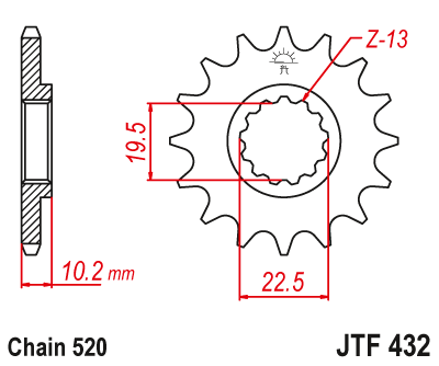 Звезда передняя 13 зубов Suzuki RM250 87-12 / RMX250 89-01