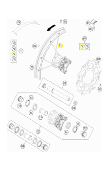 Спица переднего колеса KTM SX-85, HQ TC-85, GASGAS MC-85 M4,5X206-19" (47109071206)
