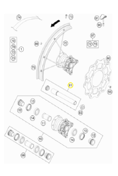 Ось переднего колеса KTM SX 85, Husqvarna TC 85 12