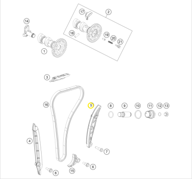 Направляющая моторной цепи KTM SX/EXC250-350-F, HQ FC/FE GASGAS MC/EC