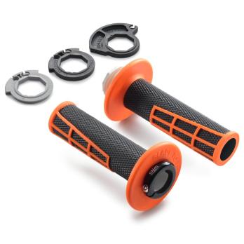 Грипсы Lock-on черно-оранжевые с открытым торцом KTM 17-21